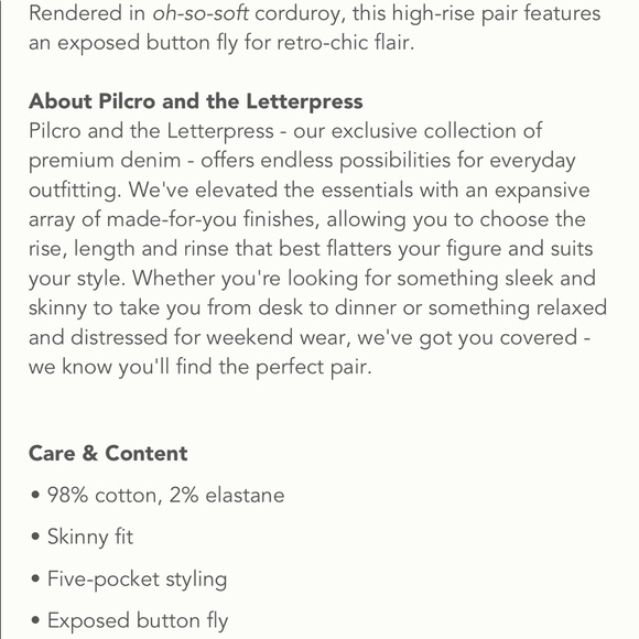 Final Sale👀 No More Low Offers ANTHROPOLOGIE PILCRO HIGH-RISE BUTTON-FLY SKINNY - Picture 10 of 10